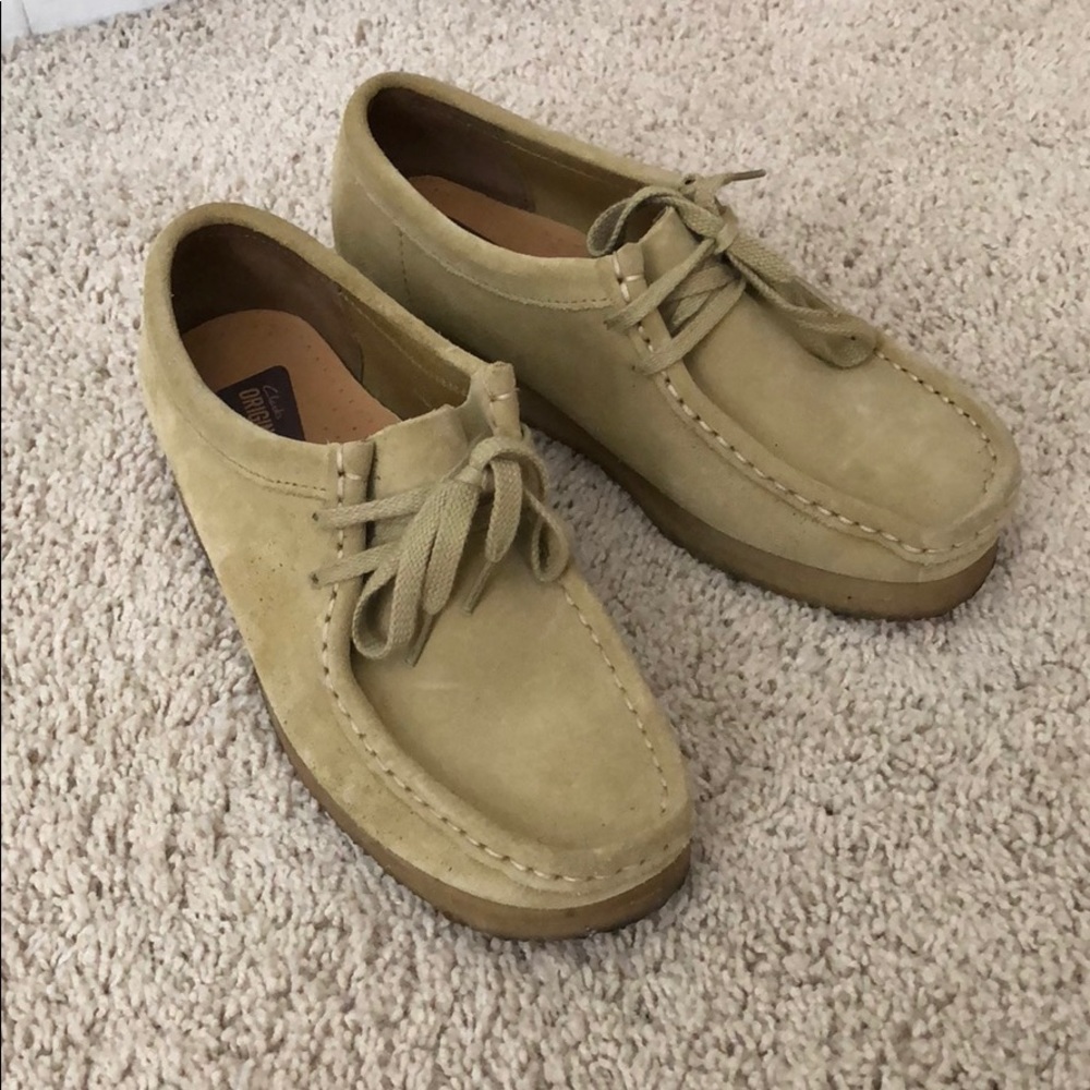 Brown leather wallabies